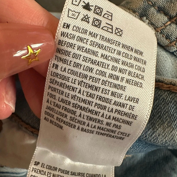 American Eagle Mom Jeans Sharkbite Hem Light Wash Denim Slim Straight - Picture 8 of 9